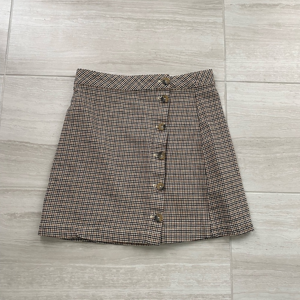 H&M Plaid Button Up Skirt